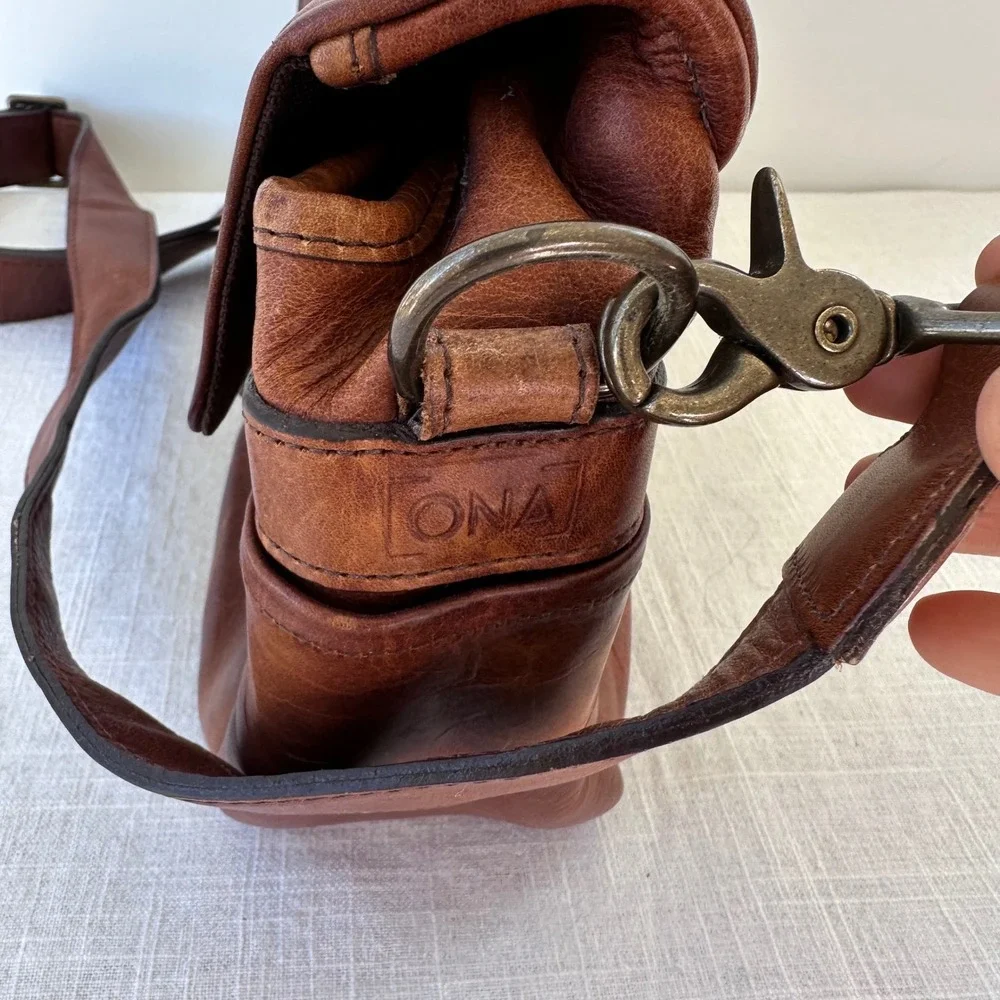 ONA The Bowery Leather Camera Bag Messenger Crossbody Antique Cognac Brown